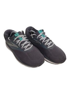 Brooks Womens Running Shoes Gray Teal Athletic Sneakers Cushioned Size 10